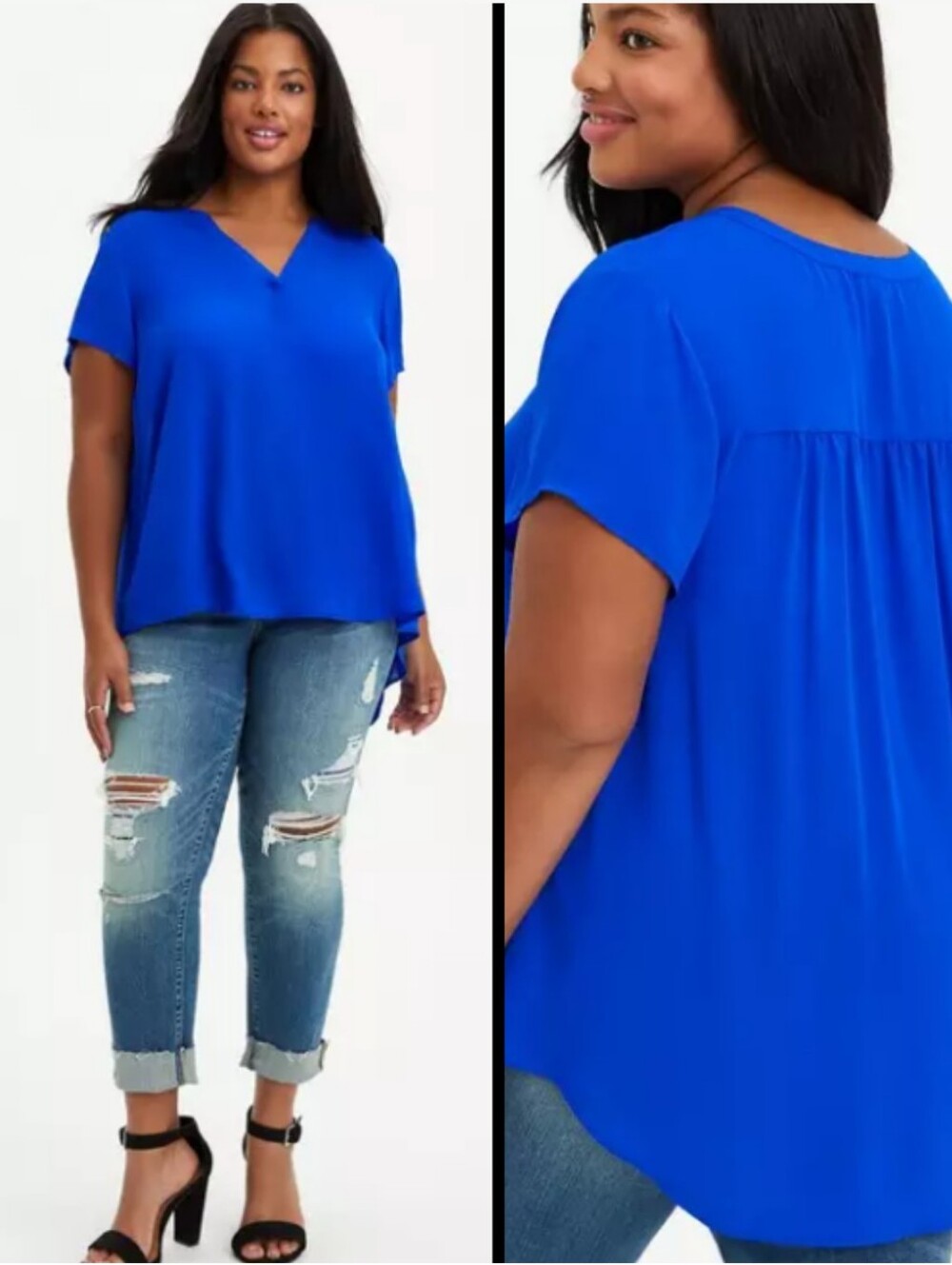 TORRID - SIZE - 0  Georgette Hi-Low Short Sleeve Blouse **READ DESCRIPTION**
